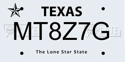 MT8Z7G Texas License Plate