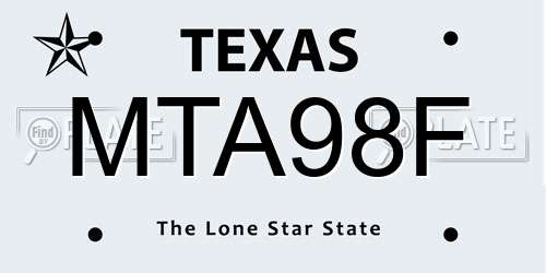 MTA98F Texas License Plate