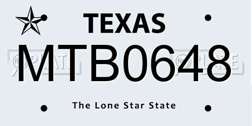 MTB0648 Texas License Plate