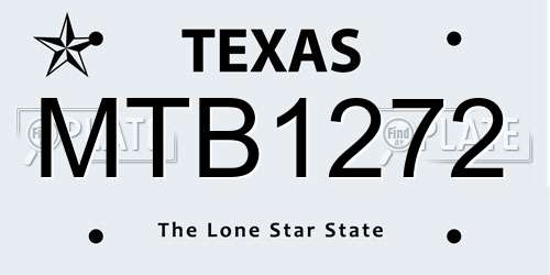MTB1272 Texas License Plate