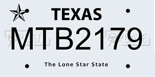 MTB2179 Texas License Plate