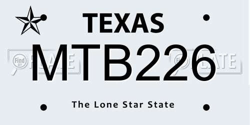 MTB226 Texas License Plate