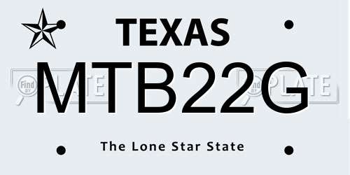 MTB22G Texas License Plate
