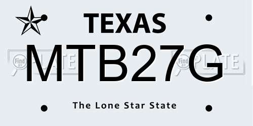 MTB27G Texas License Plate
