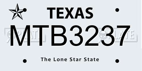 MTB3237 Texas License Plate