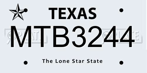 MTB3244 Texas License Plate