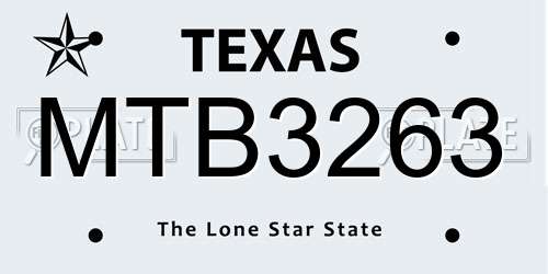 MTB3263 Texas License Plate