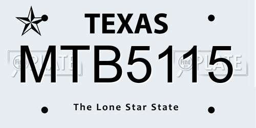 MTB5115 Texas License Plate