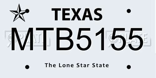 MTB5155 Texas License Plate
