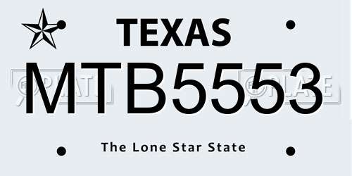 MTB5553 Texas License Plate
