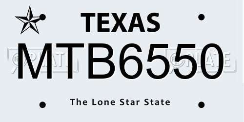MTB6550 Texas License Plate