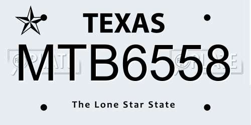 MTB6558 Texas License Plate