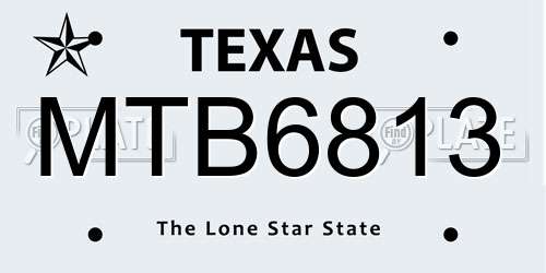 MTB6813 Texas License Plate