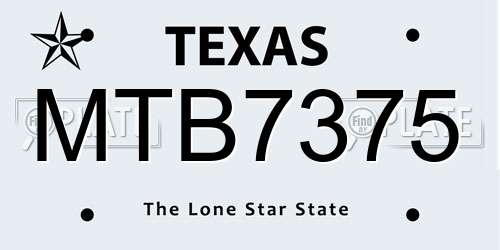 MTB7375 Texas License Plate