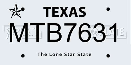 MTB7631 Texas License Plate