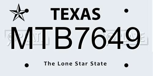 MTB7649 Texas License Plate