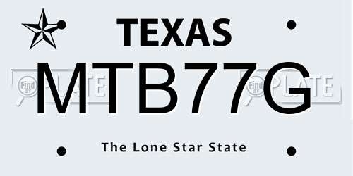 MTB77G Texas License Plate