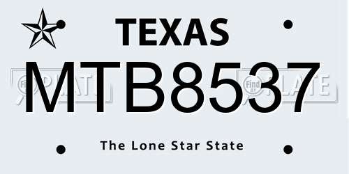 MTB8537 Texas License Plate