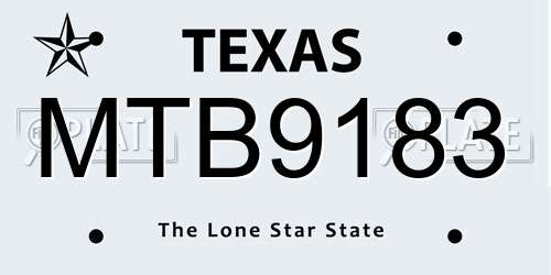 MTB9183 Texas License Plate