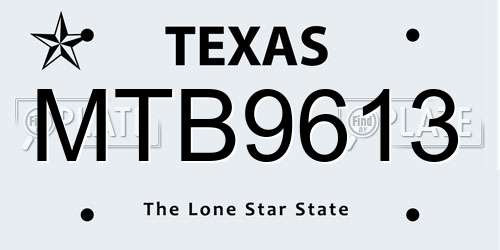 MTB9613 Texas License Plate