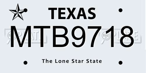 MTB9718 Texas License Plate