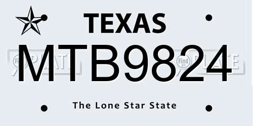MTB9824 Texas License Plate