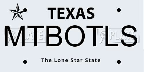 MTBOTLS Texas License Plate