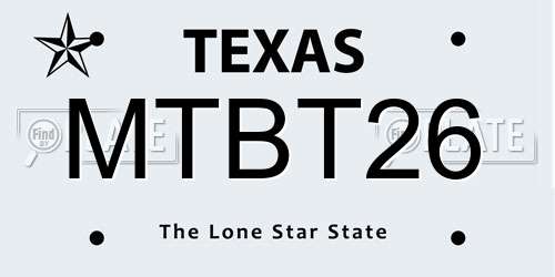 MTBT26 Texas License Plate