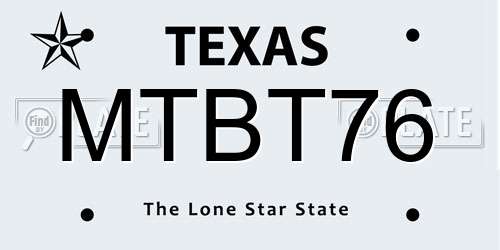 MTBT76 Texas License Plate