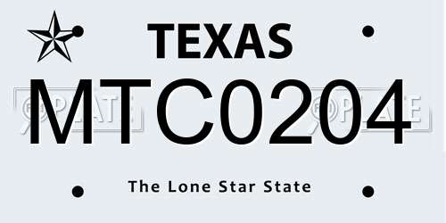 MTC0204 Texas License Plate