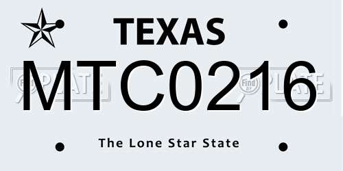 MTC0216 Texas License Plate