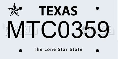 MTC0359 Texas License Plate
