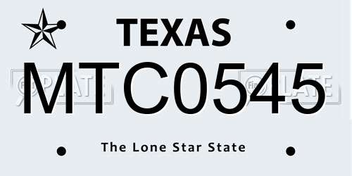 MTC0545 Texas License Plate