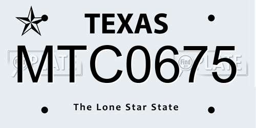 MTC0675 Texas License Plate