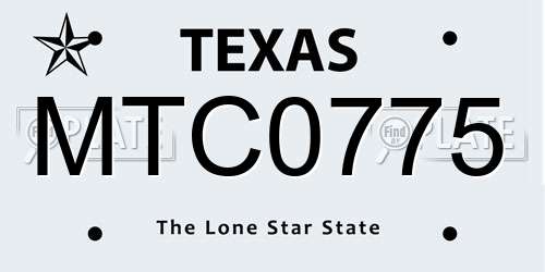 MTC0775 Texas License Plate