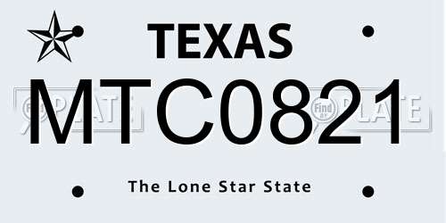 MTC0821 Texas License Plate