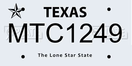 MTC1249 Texas License Plate