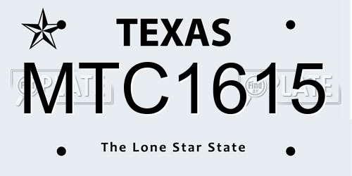 MTC1615 Texas License Plate