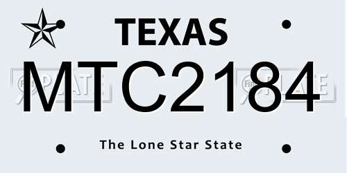 MTC2184 Texas License Plate