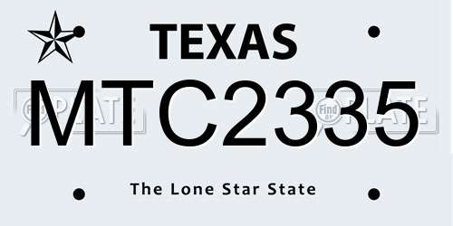 MTC2335 Texas License Plate