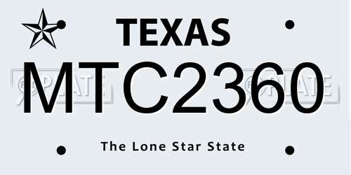 MTC2360 Texas License Plate