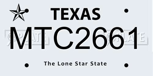 MTC2661 Texas License Plate