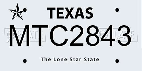 MTC2843 Texas License Plate