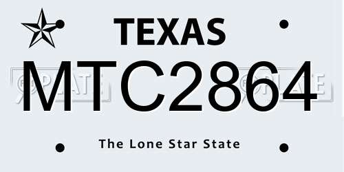 MTC2864 Texas License Plate