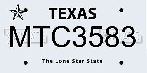 MTC3583 Texas License Plate