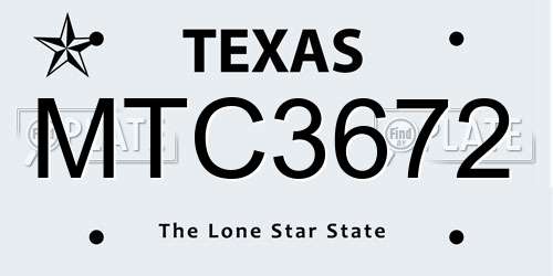 MTC3672 Texas License Plate