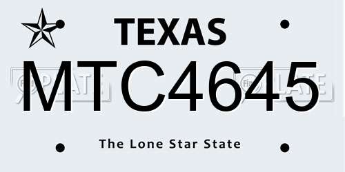 MTC4645 Texas License Plate