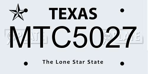 MTC5027 Texas License Plate
