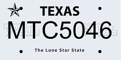 MTC5046 Texas License Plate