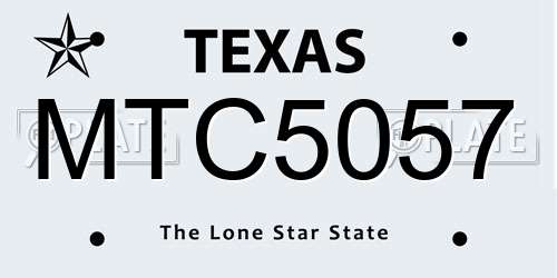 MTC5057 Texas License Plate
